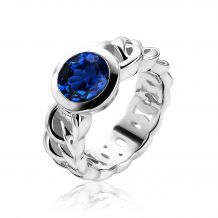 ZINZI Sterling Silver Ring Curb Chain Dark Blue ZIR1101B