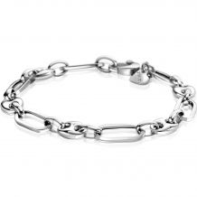ZINZI Sterling Silver Coffee Bean Chain Bracelet with Long Oval Chains width 7mm ZIA2484