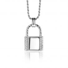 25mm ZINZI Sterling Silver Pendant Lock with White Zirconias ZIH2391L (excl. necklace)