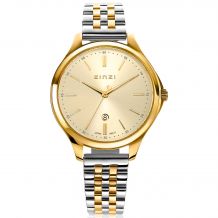 ZINZI Classy Watch 34mm Gold Colored Dial Bicolor Stainless Steel Strap Date ZIW1010