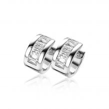 ZINZI Sterling Silver Luxury brede EarRings 14x7mm Baguette Zirconia