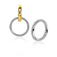 18mm ZINZI Sterling Silver Earrings Pendants Round Open Shape White Zirconia ZICH2199 (excl. hoop earrings)