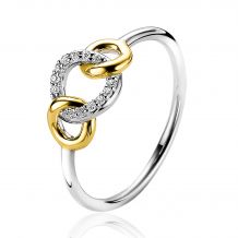 ZINZI 14K Yellow Gold Plated Sterling Silver Ring 3 Round Shapes ZIR2045Y