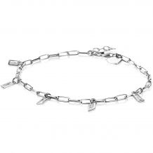 ZINZI Sterling Silver Bracelet Paperclip Chains Baguette Zirconia