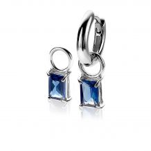 12mm ZINZI Sterling Silver Earrings Pendants Dark Blue Rectangle ZICH2021DB (excl. hoop earrings)