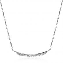 ZINZI Sterling Silver Chain Necklace Bar with Wavy Pattern and White Zirconias 45cm ZIC2034