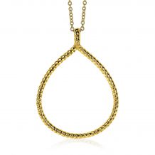 40mm ZINZI Gold Plated Sterling Silver Pendant Large Drop Shape Twist Design ZIH2046G