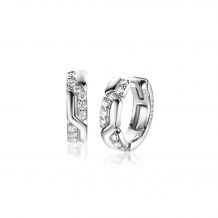 15mm ZINZI Sterling Silver Hoop Earrings Playful Combination of 2 Bars White Zirconias ZIO2399