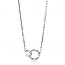 ZINZI Sterling Silver Necklace with 2 Connected Circles and White Zirconias ZIC1782