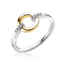 ZINZI Gold Plated Sterling Silver Ring Round White ZIR1814G