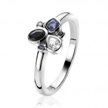 ZINZI Sterling Silver Ring Trendy Shapes Black Blue White ZIR2120