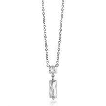 ZINZI Sterling Silver Necklace Square  and Rectangular Baguette White Zirconia 45cm ZIC2056