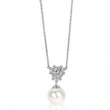 ZINZI Sterling Silver Necklace Pearl Pendant and White Zirconias 43cm ZIC1761