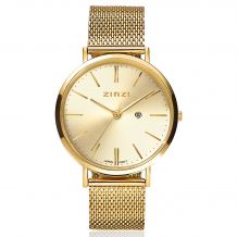 ZINZI Retro Watch Gold Colored Dial Stainless Steel Case and Mesh Strap 38mm  ZIW410M