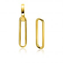 28mm ZINZI gold plated zilveren oorbedels open ovale vorm glad ZICH2416G (zonder oorringen)