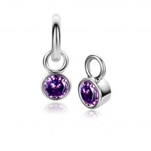 FEBRUARY Earrings Pendants Sterling Silver with Birthstone Purple Amethyst Zirconia (excl. hoop earrings)
