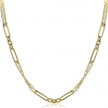 ZINZI zilveren ketting 45cm in 14K geel verguld waarbij diverse trendy schakels zijn gecombineerd ZIC1991G