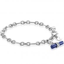 ZINZI zilveren schakel armband (4mm breed) met trendy kapittelstokje (T-bar) bezet met lapis lazuli 18-20cm ZIA2478