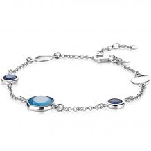 ZINZI Sterling Silver Fantasy Bracelet with Round Settings Blue and Cobalt 17-20cm ZIA2110