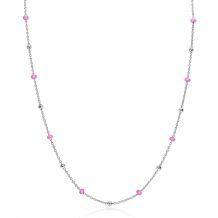 ZINZI Sterling Silver Fantasy Necklace with 13 Pink Donuts and Shiny Beads 42-45cm ZIC2510