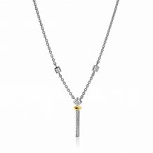 ZINZI Sterling Silver Necklace with Bicolor Pendant and White Zirconias 42-44cm ZIC2121