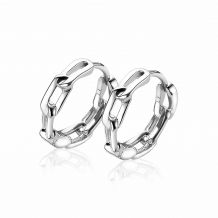 15mm ZINZI Sterling Silver Hoop Earrings Oval Chains ZIO2115