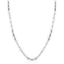 ZINZI Sterling Silver Coffee Bean Chain Necklace Combined with Long Oval Chains 45cm ZIC2467