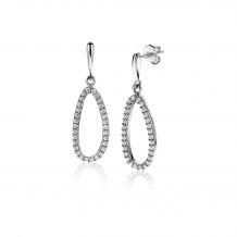 ZINZI zilveren oorsieraden 27mm ovaal met witte zirconia's ZIO2038