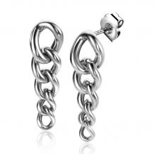 33mm ZINZI Sterling Silver Long Earrings with 5 Trendy Descending Curb Chain ZIO2309