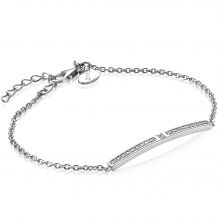 ZINZI zilveren schakelarmband met chique staafje wit 18-21cm ZIA1957