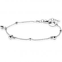 ZINZI Sterling Silver Fine Chain Bracelet with Small and Large Beads 17-20cm ZIA2540