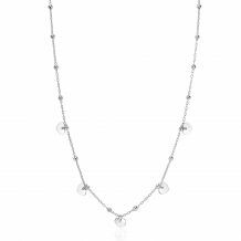 ZINZI Sterling Silver Chain Necklace with Beads and 5 Shiny Heart Charms 42-45cm ZIC2531