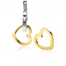 12mm ZINZI Gold Plated Sterling Silver Earrings Pendants Open Heart ZICH2197G (excl. hoop earrings)