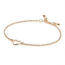 ZINZI Rose Gold Plated Sterling Silver Bracelet Open Heart ZIA1420R