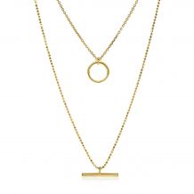 ZINZI Gold Plated Sterling Silver Multi-look Necklace Bar and Open Circle Pendant 40-55cm ZIC2098