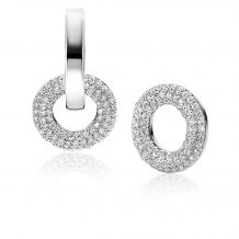 12mm ZINZI Sterling Silver Earrings Pendants Open Circles with White Zirconias ZICH2446 (excl. hoop earrings)