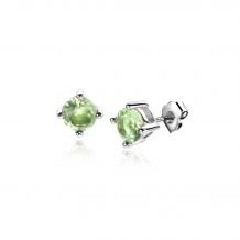 6mm ZINZI Sterling Silver Stud Earrings Prong Setting Light Green Color Stone ZIO1383G