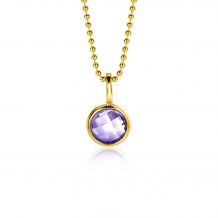 JUNE Pendant 8mm Gold Plated Birthstone Light Purple Amethyst Zirconia (excl. necklace)