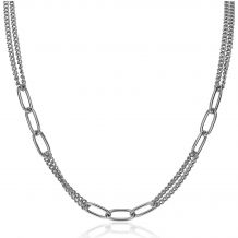 ZINZI Sterling Silver Necklace 45cm Curb Chain Oval