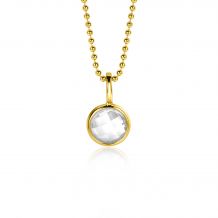 APRIL Pendant 8mm Gold Plated Birthstone Diamond White Zirconia (excl. necklace)