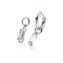 15mm ZINZI Sterling Silver Earrings Pendants Rectangular White ZICH2056 (excl. hoop earrings)