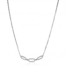 ZINZI Sterling Silver Necklace 45cm with 3 Oval Chains Set with White Zirconias ZIC2398