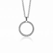 ZINZI Sterling Silver Round Pendant 22mm Zirconia