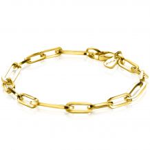 ZINZI zilveren armband in 14K geel verguld met ovale closed for ever schakels 6mm breed ZIA1990G