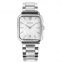 ZINZI Square Roman Watch White Mother-of-Pearl Dial Chainband