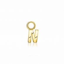 ZINZI Sterling Silver 14K Yellow Gold Plated Letter Ear Pendant N (per piece)