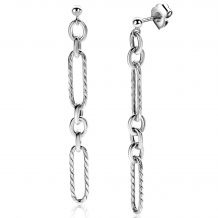 73mm ZINZI Sterling Silver Earrings Oval and Rolo Chains ZIO2485