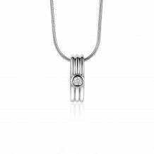 ZINZI zilveren hanger staaf met drie banen en witte ronde zirconia 17mm ZIH2241 (zonder collier)