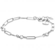 ZINZI Sterling Silver Bracelet Paperclip Chain and Round Zirconias 17-20cm  ZIA2079