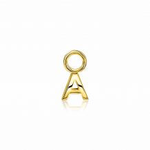 ZINZI Sterling Silver 14K Yellow Gold Plated Letter Ear Pendant A (per piece)